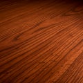 Rich brown wood surface with distinct linear grain patterns. The wood appears polishe Royalty Free Stock Photo