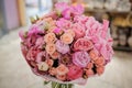 Rich bunch of white and pink roses, peonies