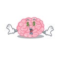 Rich cartoon character design of human brain with money eyes