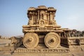 A rich carved stone chariot inside the Vittala temple in Hampi, Karnataka, India Royalty Free Stock Photo