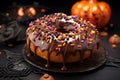 Rich chocolate donut for Halloween