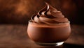 Rich chocolate mousse in a glass bowl with a smooth swirl design. Royalty Free Stock Photo