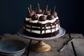 A rich and chocolaty black forest cake in professional photography