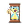 Rich chronometer cartoon design holds money bags