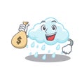 Rich cloudy rainy cartoon design holds money bags