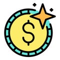 Rich coin money icon color outline vector