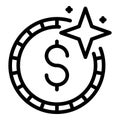 Rich coin money icon, outline style