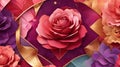 rich color gradients and exquisite blooms in a geometric pattern for an alluring Valentine\'s Day web banner.
