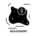 rich country icon, black vector sign with editable strokes, concept illustration