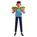 Rich 3D Workman Cartoon Picture having much money