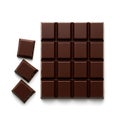 Rich dark chocolate bar and individual pieces Royalty Free Stock Photo