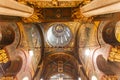 Rich decorated ceiling and dome of the Patriarchal cathedral in Bucharest, Romania Royalty Free Stock Photo