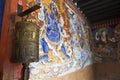 Rich decorated entrance hall of the Gangtey Goemba Monastery in Phobjikha Valley - Central Bhutan