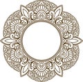 Rich decorated henna frame pattern with round centre. Vector dec