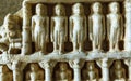 Rich decorated interior of the Adinatha Temple, a Jain temple in Ranakpur, Rajasthan, India Royalty Free Stock Photo