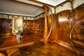 Rich decorated wooden Art Nouveau room, Paris, France