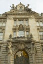 Rich decorations on the facade of old building