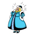 Rich elderly woman winter fur coat illustration cartoon Royalty Free Stock Photo