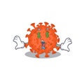 Rich electron microscope coronavirus with Money eye mascot character style