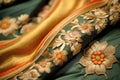 rich embroidery and zari work on silk saree borders Royalty Free Stock Photo