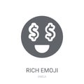 Rich emoji icon. Trendy Rich emoji logo concept on white background from Emoji collection