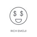 Rich emoji linear icon. Modern outline Rich emoji logo concept o