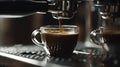 Rich Espresso Pouring from Coffee Machine for Your Morning Boost.