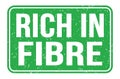 RICH IN FIBRE, words on green rectangle stamp sign