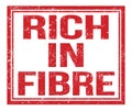 RICH IN FIBRE, text on red grungy stamp sign