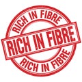 RICH IN FIBRE written word on red stamp sign