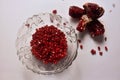 Rich Fresh Pomegranate. Fresh Red Seeds From Up . Perfect Tasty and Fresh Pomegranate