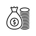 Black line icon for Rich, wealthy and money