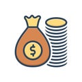 Color illustration icon for Rich, wealthy and money