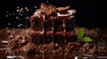 Rich And Immersive Chocolate Brownie In The Style Of Olivier Ledroit