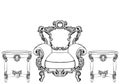 Rich Imperial Baroque Rococo furniture and frames set. French Luxury carved ornaments. Vector Victorian exquisite Style