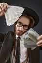 Rich jew with money Royalty Free Stock Photo