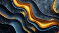 A rich and luxurious advertising background features smooth waves of dark blue marble adorned with golden lines