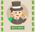 Rich man character profession design vector