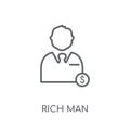 Rich man linear icon. Modern outline Rich man logo concept on wh