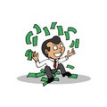 Rich man with Money cash Cartoon