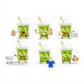 A Rich melon milk with boba mascot design style going shopping