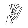 rich money hand line icon vector illustration