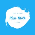 Rich natural fresh milk splash logo. Dairy products