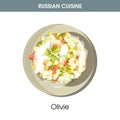 Rich Olivie salad dressed with mayonnaise from Russian cuisine Royalty Free Stock Photo