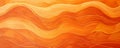 A rich orange background featuring a pattern of overlapping waves, adding