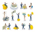 Rich People Isometric Icons