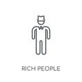 Rich people linear icon. Modern outline Rich people logo concept