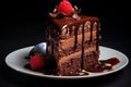 Rich Piece chocolate cake. Generate Ai