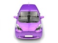 Rich purple metallic small urban modern electric car - top front view