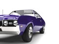 Rich purple vintage muscle car - extreme closeup shot Royalty Free Stock Photo